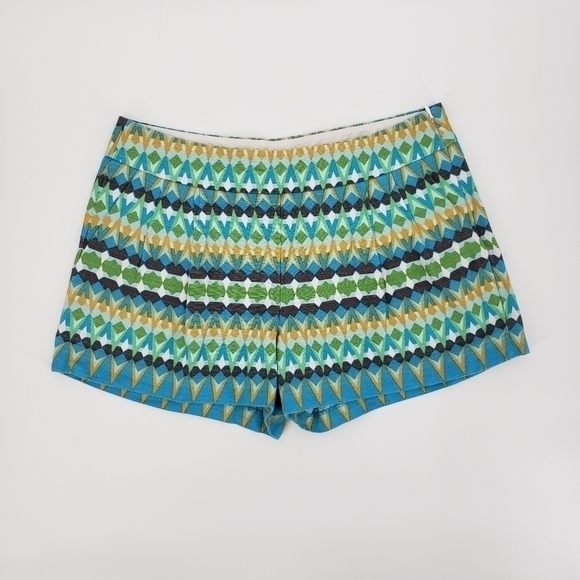 J. Crew Factory Pants - 𝅺j. Crew Factory Geo Print Green and Blue Shorts, Size 6